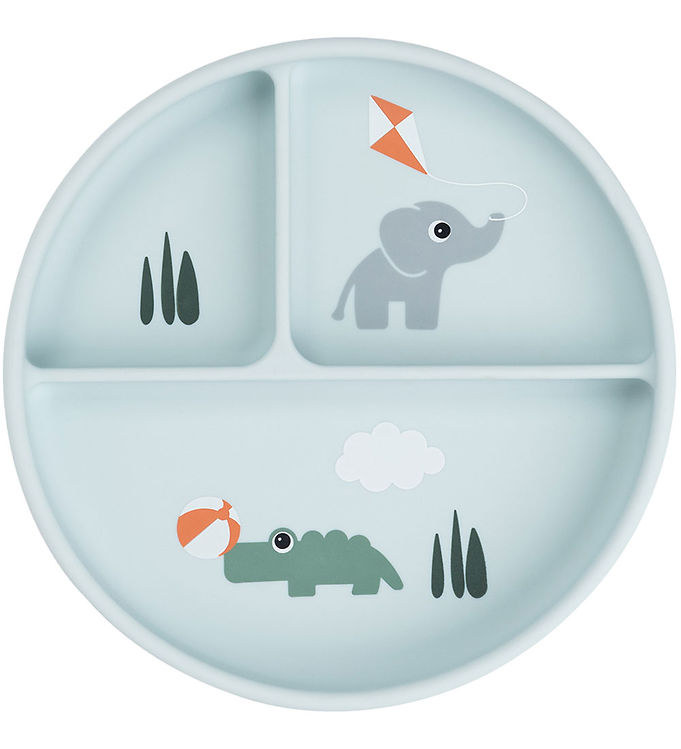 Done By Deer Stick And Stay Inddelt Tallerken - Playground - Blå billede
