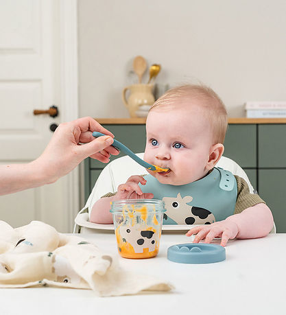 Done by Deer Bib w. Food Catcher - Silekone - Dotti Blue