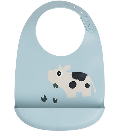 Done by Deer Bib w. Food Catcher - Silekone - Dotti Blue
