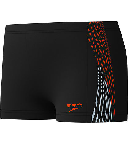 Speedo Badebukser - Plastisol Placement - Sort m. Orange