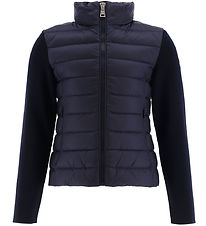 Moncler Cardigan - Ull/Dun - Marinblå Moncler Cardigan - Ull/Dun - Marinblå