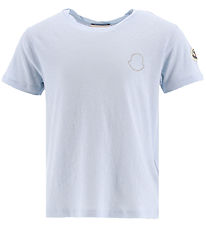 Moncler T-shirt - Ljusblåmelerad m. Strass Moncler T-shirt - Ljusblåmelerad m. Strass