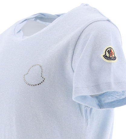 Moncler T-shirt - Ljusblåmelerad m. Strass