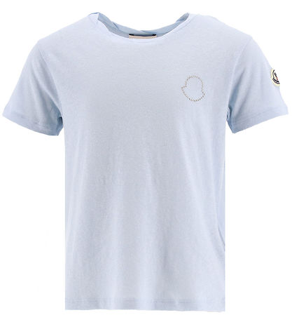 Moncler T-shirt - Ljusblåmelerad m. Strass