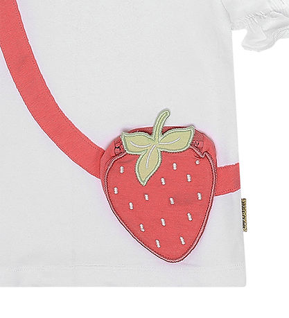 Hust and Claire T-shirt - Alma - White w. Strawberry purse