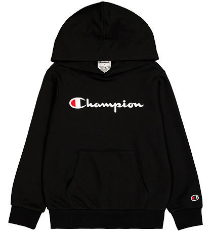 Champion Hættetrøje - Sort m. Logo