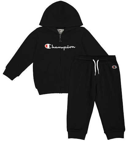 Champion Sweat Set - Full Zip - Black w. Logo