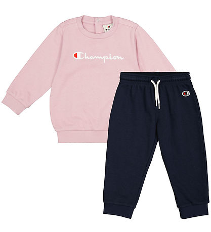 Champion Sweatsæt - Crewneck - Navy/Lyserød m. logo