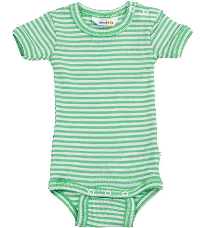 Joha Body k/æ - Rib - Uld/Silke - Off White/Grøn Joha Body k/æ - Rib - Uld/Silke - Off White/Grøn