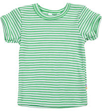 Joha T-shirt - Rib - Uld/Silke - Off White/Grøn Joha T-shirt - Rib - Uld/Silke - Off White/Grøn
