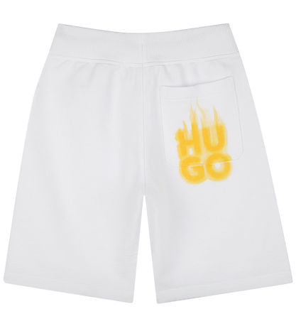 HUGO Sweatshorts - Hvid m. Gul