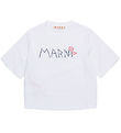 Marni T-shirt - Cropped - Hvid m. Broderi Marni T-shirt - Cropped - Hvid m. Broderi