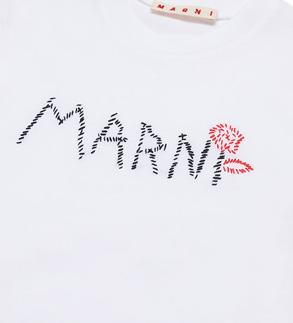 Marni T-shirt - Cropped - Hvid m. Broderi
