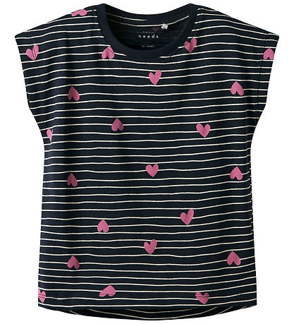 Name It T-shirt - NmfVigga - Dark Sapphire/Hearts