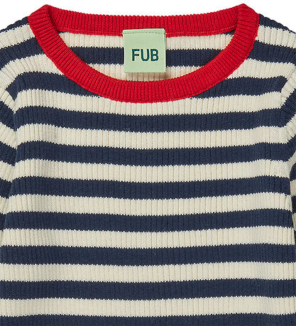 FUB Bluse - Rib - Ecru/Dark Navy FUB Bluse - Rib - Ecru/Dark Navy