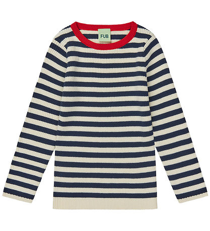 FUB Bluse - Rib - Ecru/Dark Navy FUB Bluse - Rib - Ecru/Dark Navy