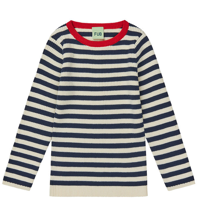 FUB Bluse - Rib - Ecru/Dark Navy