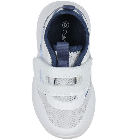 Calvin Klein Sko - Low Cut Velcro - Hvid/Lyseblå