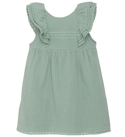 En Fant Kjole - Musselin - Jadeite m. Blonder