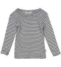 Joha Bluse - Rib - Uld/Silke - Mørkegrå Joha Bluse - Rib - Uld/Silke - Mørkegrå