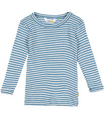 Joha Bluse - Rib - Uld/Silke - Blå Joha Bluse - Rib - Uld/Silke - Blå