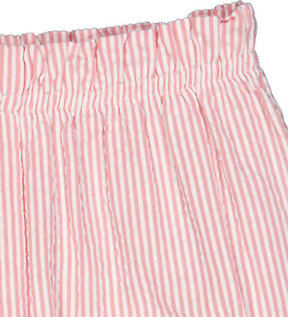 Müsli bukser - Seesucker Stripe -Flared - Balsam Cream/Bubblegum