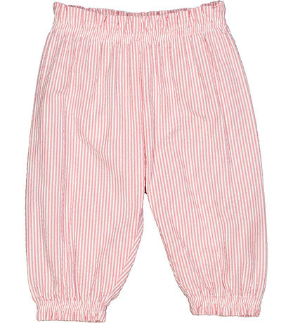 Müsli bukser - Seesucker Stripe -Flared - Balsam Cream/Bubblegum