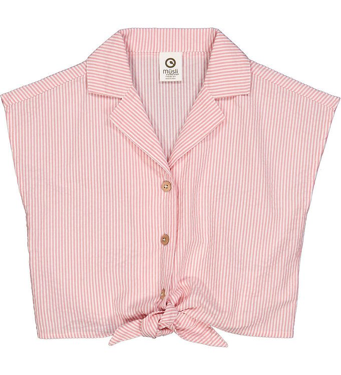 Müsli Skjorte - Seesucker - Crop - Balsam Cream/Bubblegum