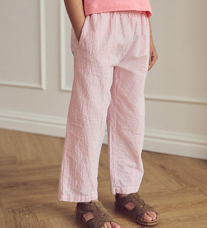 Müsli bukser - Seersucker Stripe - Balsam Cream/Bubblegum