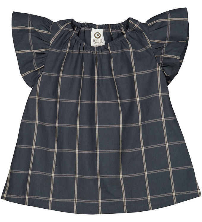 Müsli Kjole - Check - Night blue/Cashmere