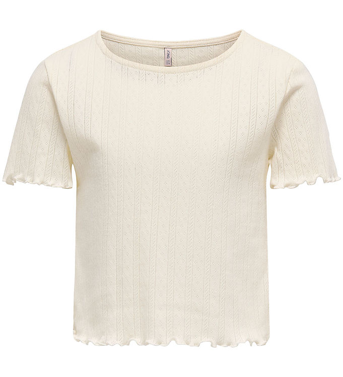 Kids Only Top Cloud Dancer i Hulmønster - Str.    7-8y 122/128cm