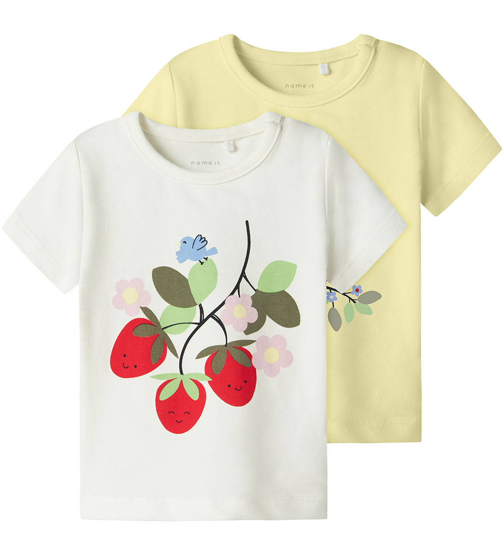 Name It T-Shirt - NmfFaberry - 2er-Pack - Cloud Tänzer/Pastel Ge - Name It - 68 - T-Shirts