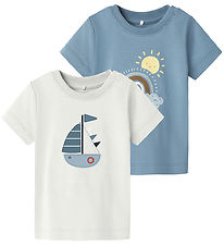 Name It T-shirt - NbmFlorin - 2-pak - Spring Lake/Cloud Dancer Name It T-shirt - NbmFlorin - 2-pak - Spring Lake/Cloud Dancer