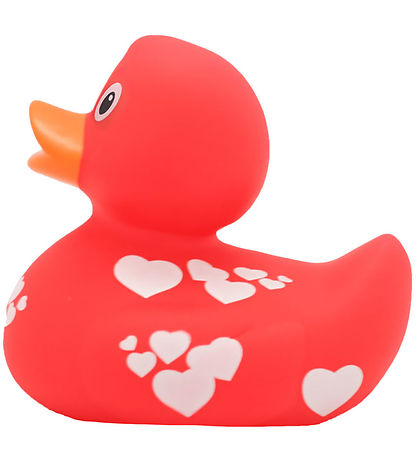 Badeand - Rød And m. Hvide Hjerter