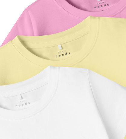 Name It T-shirt - NmfVibbi - 3-pak - Pastel Yellow/Pink Frosting
