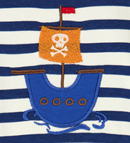 Freds World Summer Romper - Stripe applique - Almond/Navy