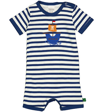 Freds World Summer Romper - Stripe applique - Almond/Navy
