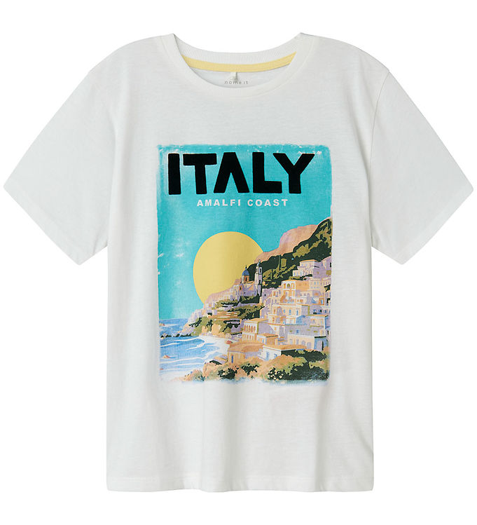 Name It T-shirt Hvid Med Italien Print - Str. 6y 116cm