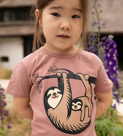 ANIMALS T-shirt - DyrGrowl - Dk Rose Beige Sloth Mother