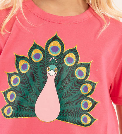 DYR T-shirt - DyrGrowl T - Bright Pink Paafugl DYR T-shirt - DyrGrowl T - Bright Pink Paafugl