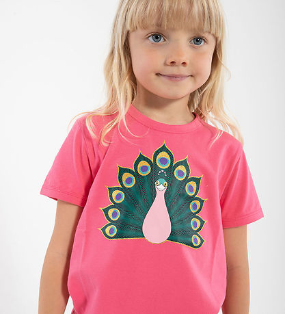 DYR T-shirt - DyrGrowl T - Bright Pink Paafugl DYR T-shirt - DyrGrowl T - Bright Pink Paafugl