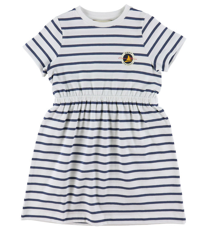 GANT Kjole - Striped - Dusty Navy