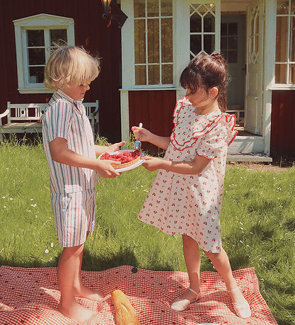 Flöss Kjole - Sofia - Soft White Berry m. Blonder Flöss Kjole - Sofia - Soft White Berry m. Blonder