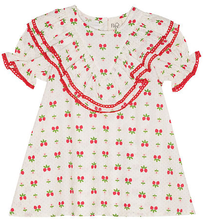 Flöss Kjole - Sofia - Soft White Berry m. Blonder Flöss Kjole - Sofia - Soft White Berry m. Blonder