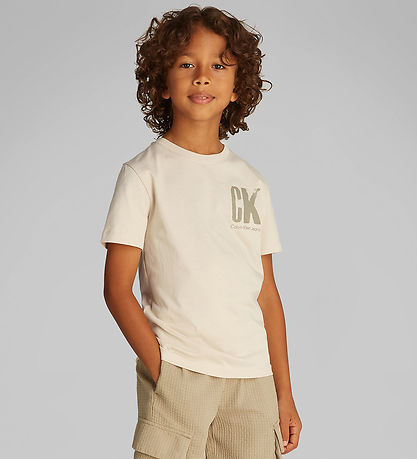 Calvin Klein T-shirt - Chest Surf Graphic - Oyster Grey Calvin Klein T-shirt - Chest Surf Graphic - Oyster Grey