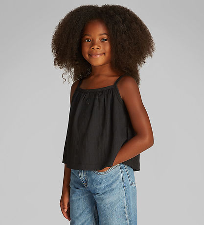 Calvin Klein Top - Rib - Crinkle Strap - Ck Black