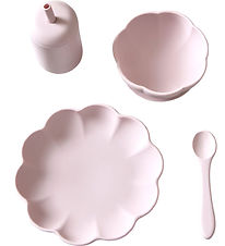 Jack o Juno Spisesæt - Silikone - 4 Dele - Poppy - Light Pink Jack o Juno Spisesæt - Silikone - 4 Dele - Poppy - Light Pink