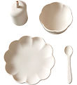 Jack o Juno Spisesæt - Silikone - 4 Dele - Poppy - Cream Jack o Juno Spisesæt - Silikone - 4 Dele - Poppy - Cream