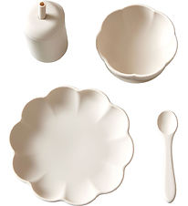 Jack o Juno Spisesæt - Silikone - 4 Dele - Poppy - Cream Jack o Juno Spisesæt - Silikone - 4 Dele - Poppy - Cream