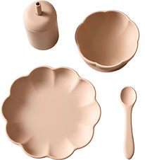 Jack o Juno Spisesæt - Silikone - 4 Dele - Poppy - Oatmeal Jack o Juno Spisesæt - Silikone - 4 Dele - Poppy - Oatmeal